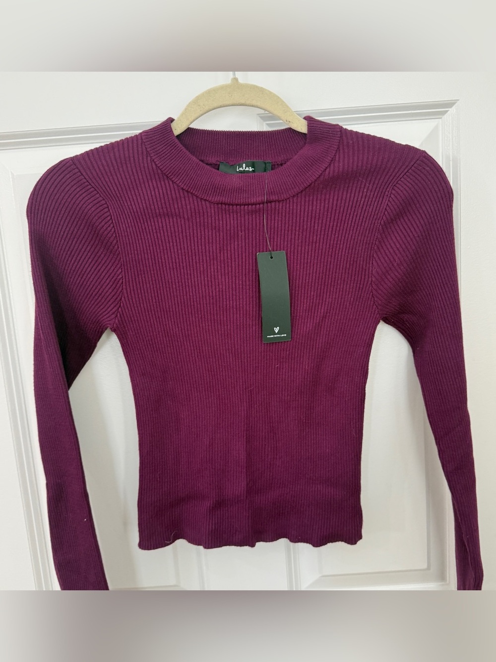 Lulus Plum Purple Ribbed Cutout Sweater Top Size S NWT
